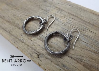 Oxidised Silver Circle Earrings