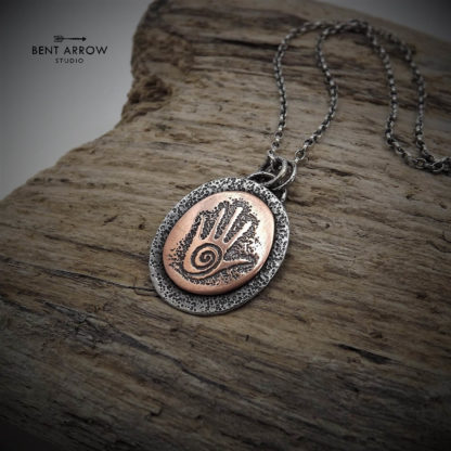 Mixed Metal Hand Print Necklace