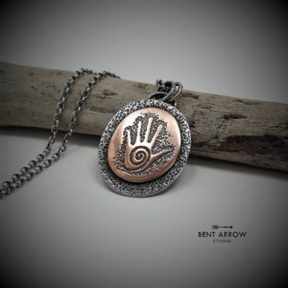 Mixed Metal Hand Print Necklace