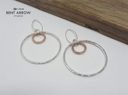 Silver & Bronze Hoop Earrings