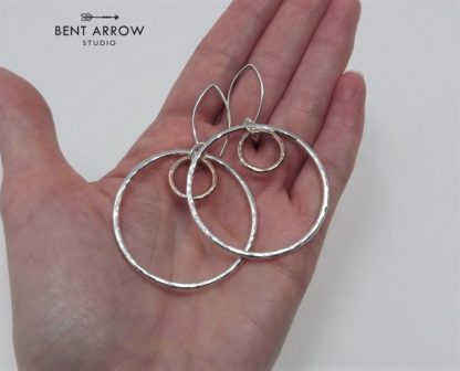 Silver & Bronze Hoop Earrings