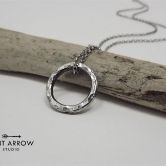 Oxidised Silver Loop Necklace