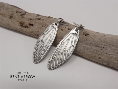 Silver Insect Wing Earrings