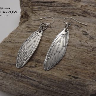 Silver Insect Wing Earrings