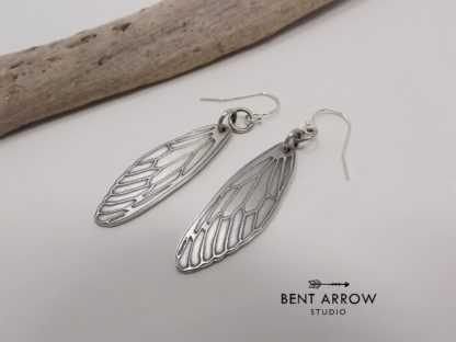 Silver Insect Wing Earrings