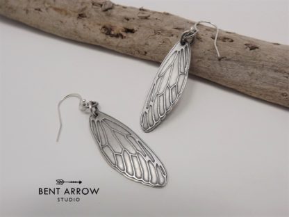 Silver Insect Wing Earrings