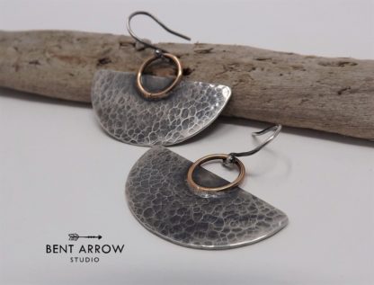 Silver & Ancient Bronze Shield Earrings