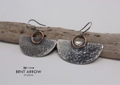 Silver & Ancient Bronze Shield Earrings