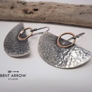 Silver & Ancient Bronze Shield Earrings