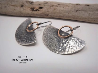 Silver & Ancient Bronze Shield Earrings