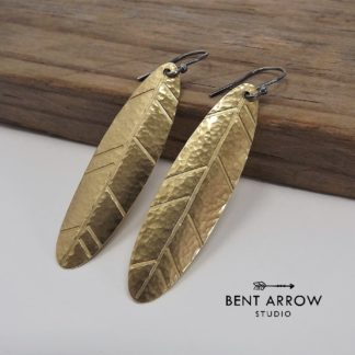 Brass Feather Earrings