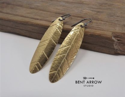 Brass Feather Earrings