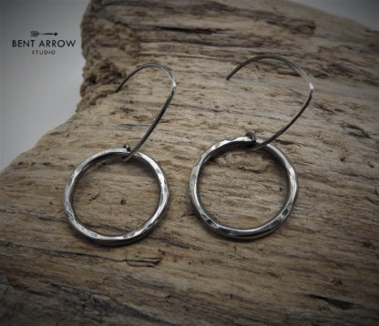 Oxidised Circle Earrings