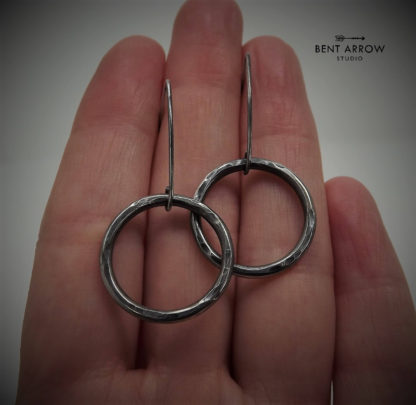 Oxidised Circle Earrings