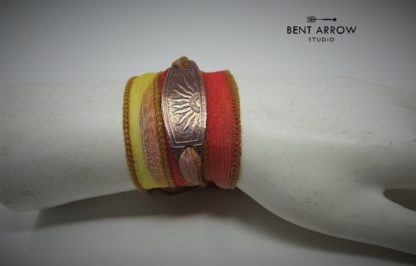 Orange Silk Ribbon Wrap Bracelet