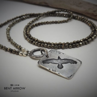 Silver & Pyrite Raven Necklace