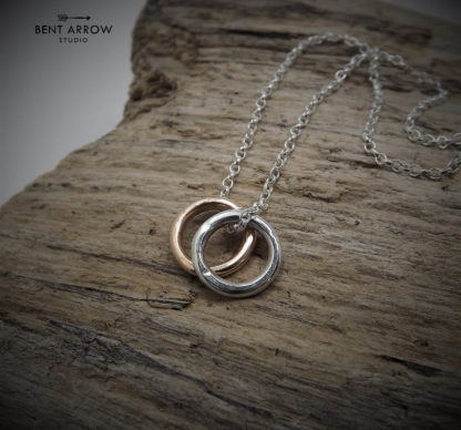 Bronze and Silver Circles Necklace