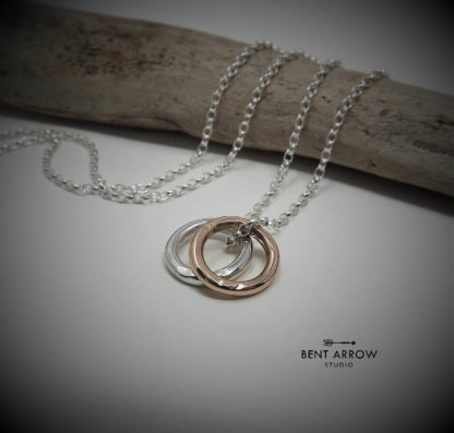 Bronze and Silver Circles Necklace