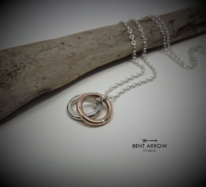 Bronze and Silver Circles Necklace