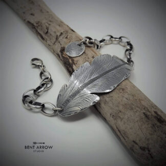 Silver Crow Feather Bracelet
