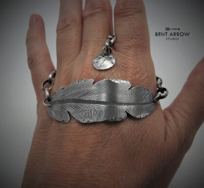 Silver Crow Feather Bracelet