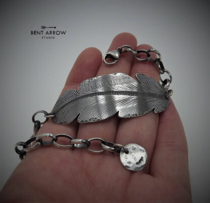 Silver Crow Feather Bracelet