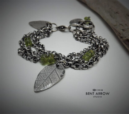 Peridot Leaf Charm Bracelet