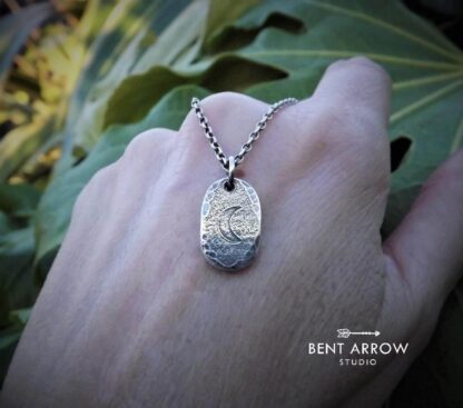 Crescent Moon Pebble Necklace