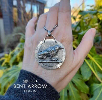 Midnight Sentinel Raven Pendant