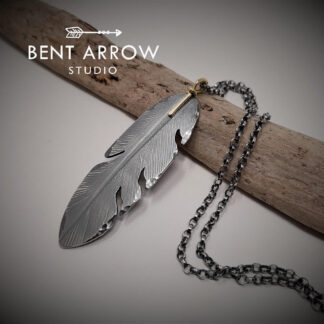 18ct Gold Bail Crow Feather Pendant