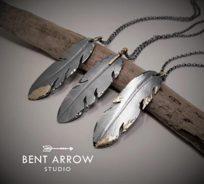18ct Gold Crow Feather Pendants