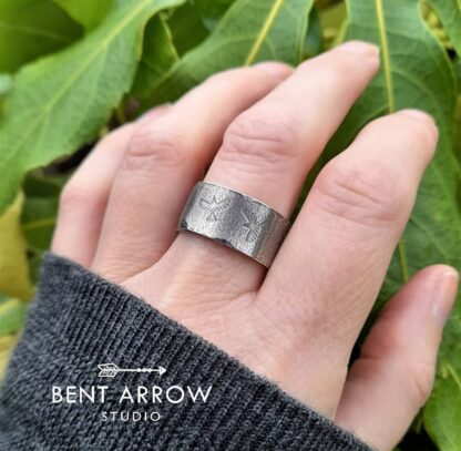 Stamped Silver Crow Ring