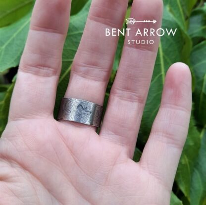 Stamped Silver Crow Ring