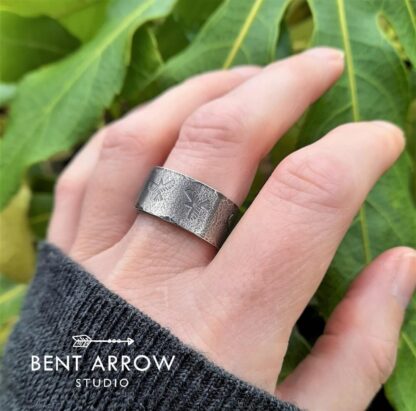 Stamped Silver Crow Ring