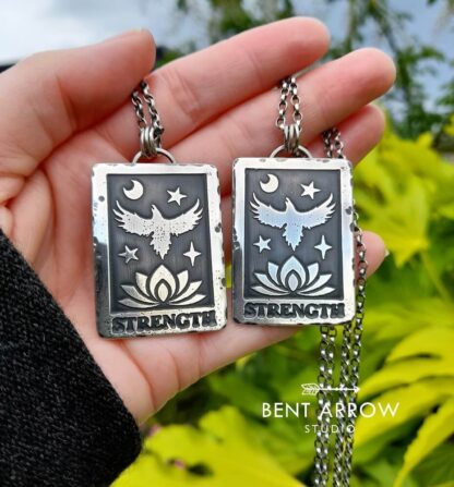 Strength Crow Tarot Pendant