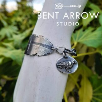 Silver Crow Feather Charm Bracelet